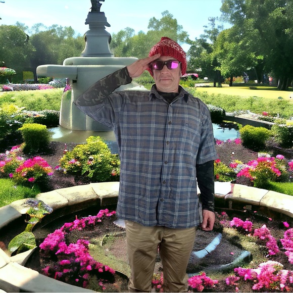 Vintage Blue Plaid Madison Trader Silk and Cotton Blend Size L - Picture 7 of 15